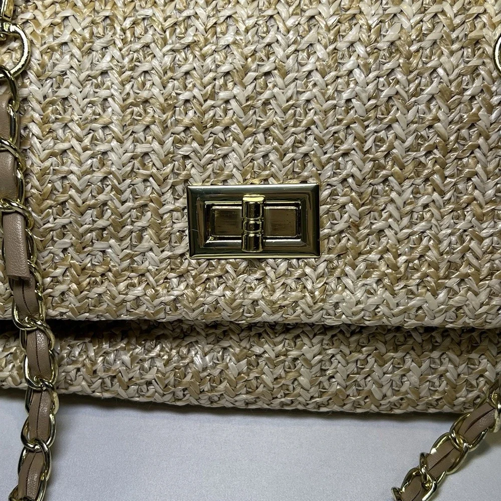 Straw Clutch Evening Handbag for Women Woven Straw Dumpling Bag Summer Khaki‎